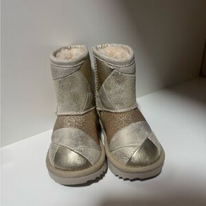 UGG Kids Metallic Gold and Cream Shearling Boots